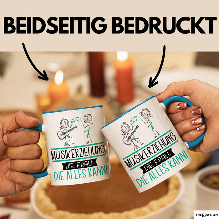 Musikerziehung Geschenk Tasse Becher Die Frau Die Allen Kann Geschenkidee für eine Musikerziehung Lustig Blau Trendation