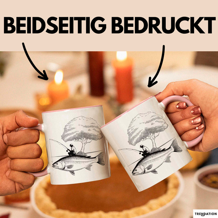 Angelliebhaber Fischer Tasse Geschenk Lustige Geschenkidee Spruch Rosa Trendation