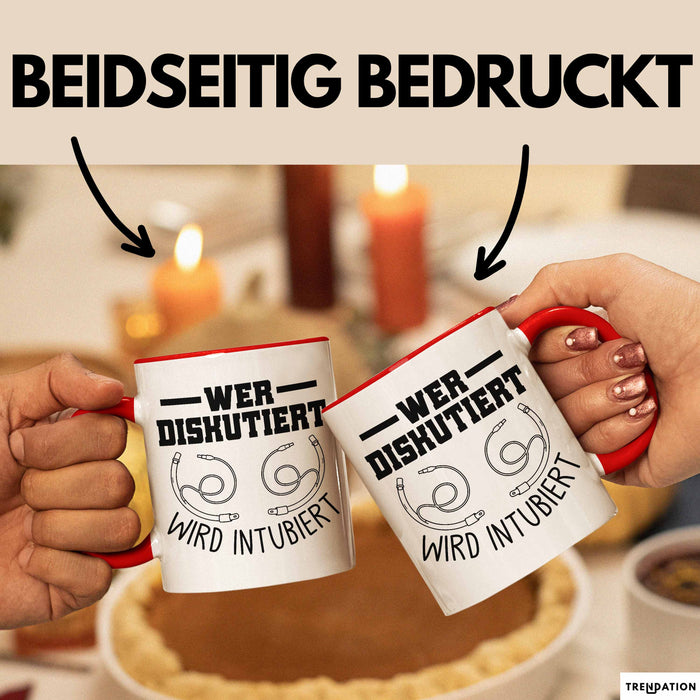 Krankenschwester Tasse Geschenk Wer Diskutiert Wird Intubiert Krankenhaus Geschenkidee Rot Trendation