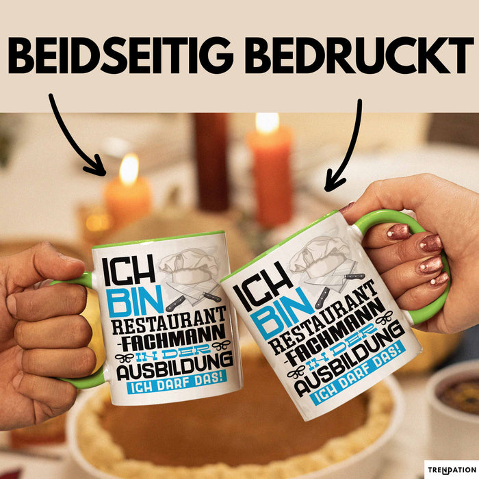 Restaurantfachmann Ausbildung Tasse Geschenk Ich Bin Restaurantfachmann In Der Ausbildung Ich Darf Das Geschenkidee Spruch Grün Trendation