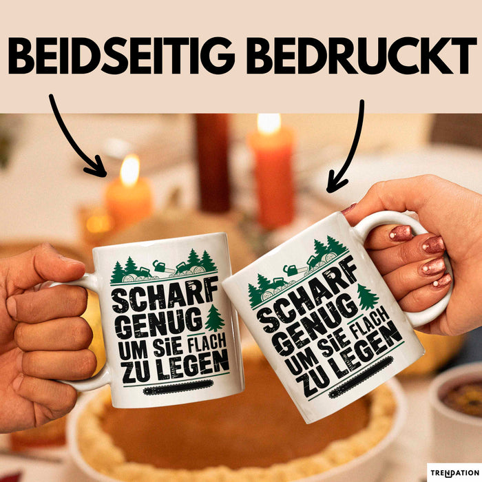 Holzarbeiter Tischler Tasse Geschenk Lustige Geschenkidee Scharf Genug Um Sie Alle Flach zu Legen Weiß Trendation