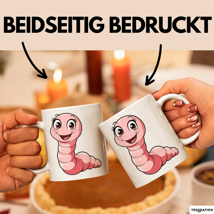 Regenwurm Tasse Geschenk Lustige Geschenkidee Spruch Weiß Trendation