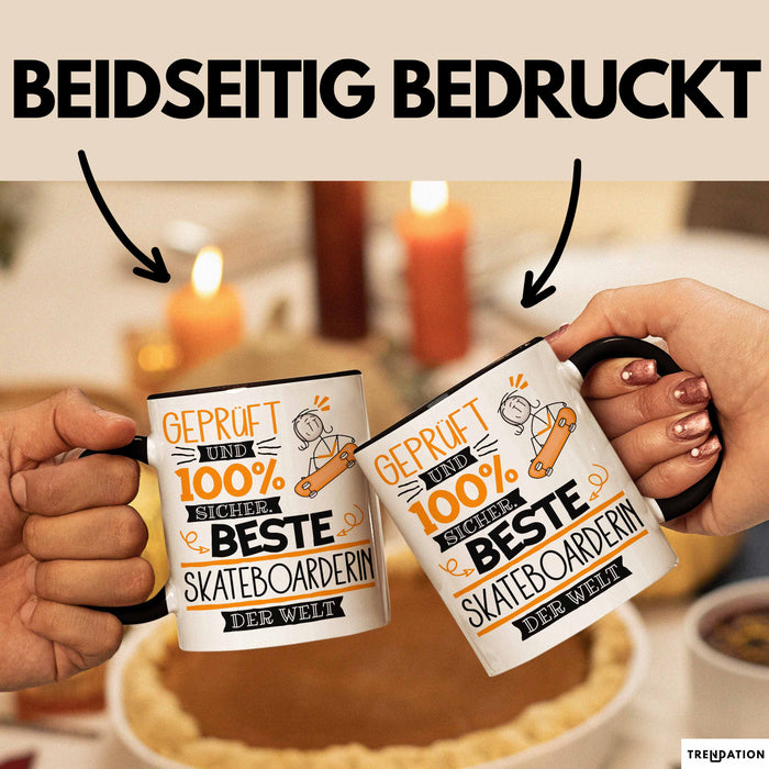 Beste Skateboarderin Der Welt Tasse Geschenk für Eine Skateboarderin Geprüft Und Sicher Geschenkidee Geburtstag Weihnachten Trendation