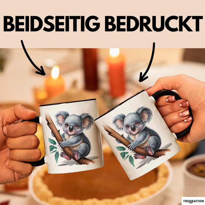 Koala Tierliebhaber Tasse Geschenk Lustige Geschenkidee Spruch Schwarz Trendation