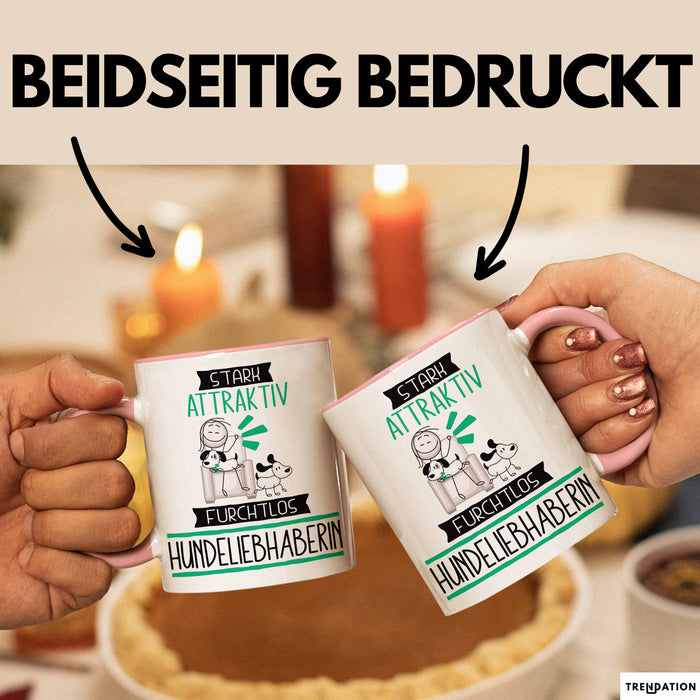 Hundeliebhaberin Tasse Geschenk Becher Stark Attraktiv Furchtlos Hundeliebhaberin Lustige Geschenkidee Rosa Trendation