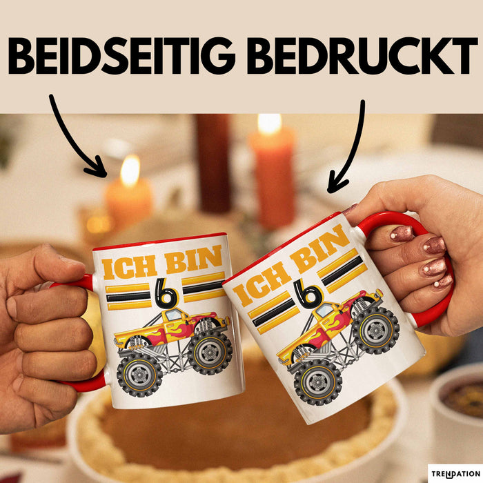 6. Geburtstag Geschenk Tasse Becher Jungs Trucks Geburtstagsgeschenk Ich Bin 6 Rot Trendation