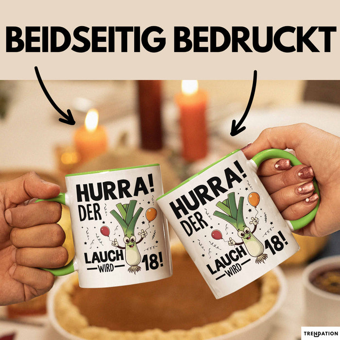 18. Geburtstag Tasse Geschenk Jungs Männer Mann 18Er Hurra Der Lauch Wird 18 Grün Trendation