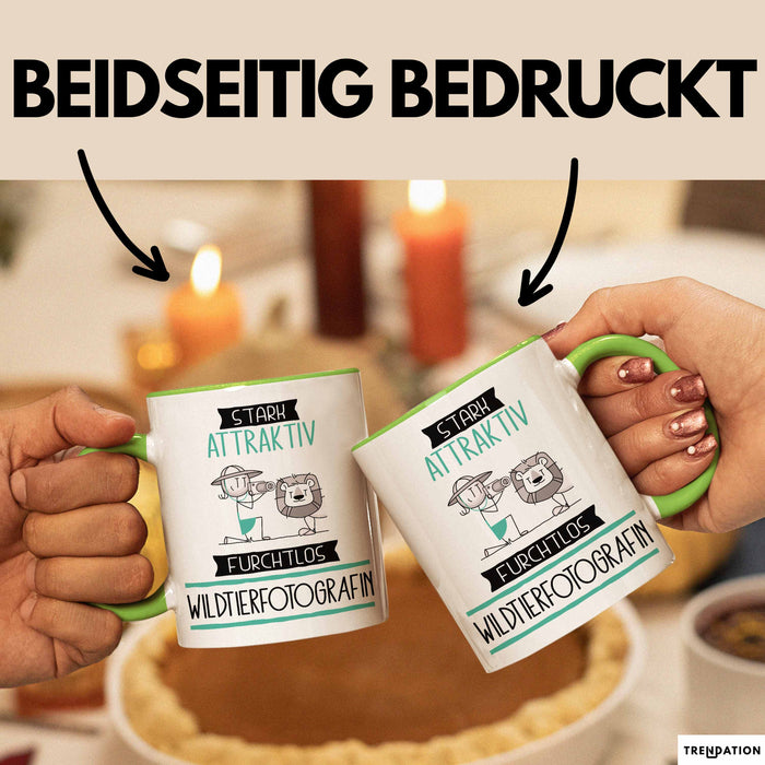 Wildtierfotografin Tasse Geschenk Becher Stark Attraktiv Furchtlos Wildtierfotografin Lustige Geschenkidee Grün Trendation