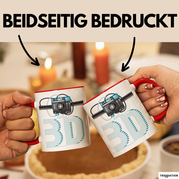 3D Drucker Tasse mit Grafik lustige Geschenkidee für Technikliebhaber Rot Trendation