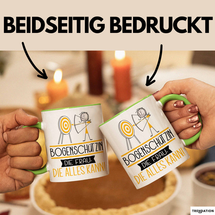 Bogenschützin Geschenk Tasse Becher Die Frau Die Allen Kann Geschenkidee für eine Bogenschützin Lustig Grün Trendation
