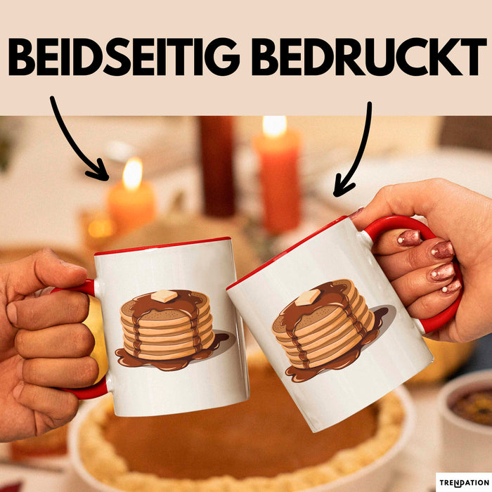 Pfannkuchen Süchtiger Tasse Geschenkidee für Morgen Stapel Rot Trendation