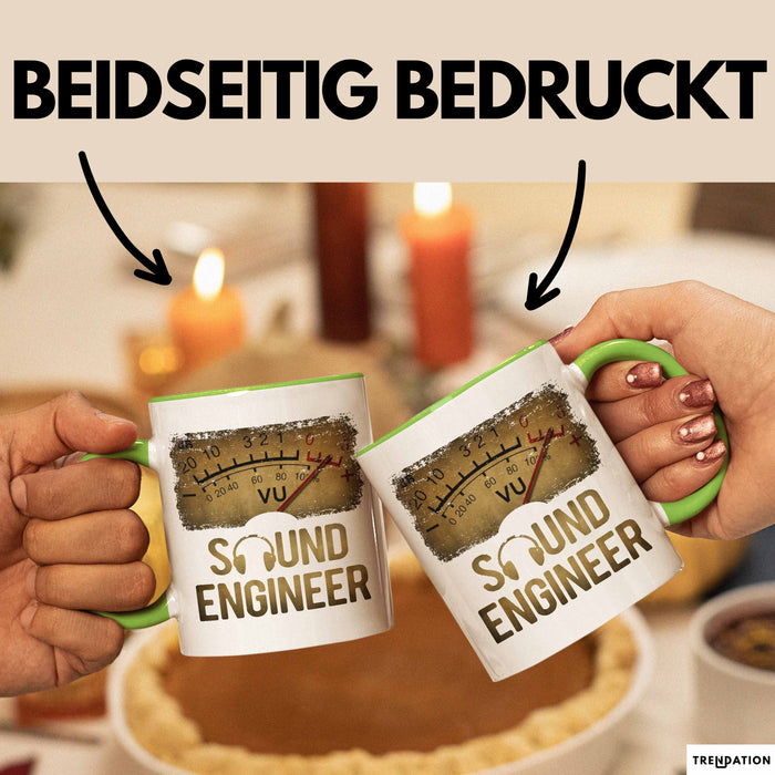 Toningenieur Ingenieurwesen Tasse Geschenk Lustige Geschenkidee Spruch Tontechniker Vu Meter Grün Trendation