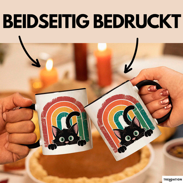 Katzen Tierliebhaber Vintage Tasse Geschenk Lustige Geschenkidee Spruch Schwarz Trendation