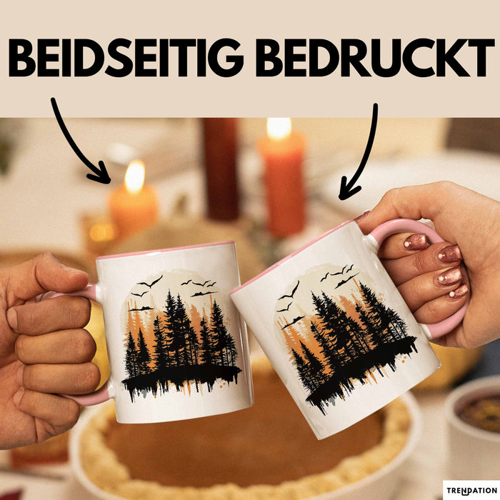 Wald Tasse Geschenk Wandern Geschenkidee Wanderlustige Rosa Trendation