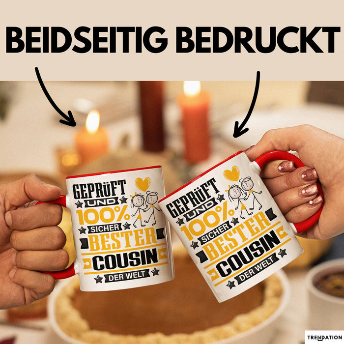 Cousin Geschenk Lustiger Spruch für Cousin Geschenkidee Bester Cousin Der Welt Rot Trendation