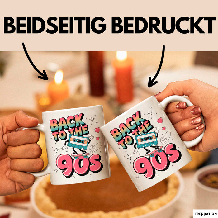 Vintage Retro Musik Tasse Geschenk Zurück in die 90er Geschenkidee Lustig Weiß Trendation