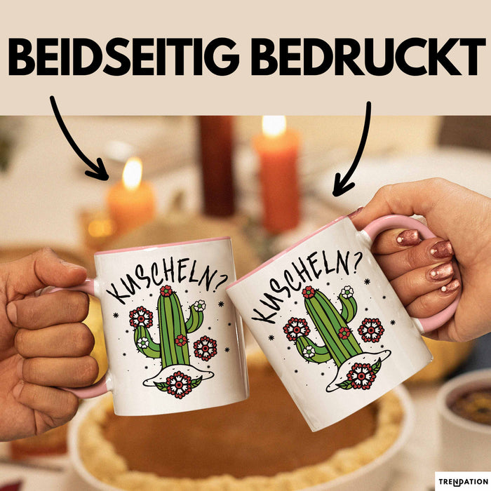 Kaktus Tasse Geschenk Kuscheln Sarkasmus Humor Geschenkidee Kaffee-Becher Kaktus-Liebhaber Frauen Rosa Trendation