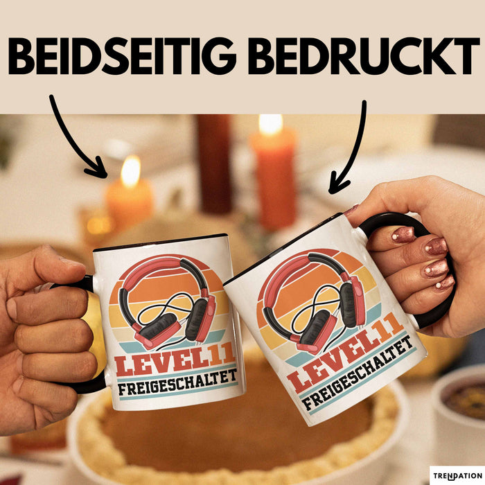 Level 11 Freigeschaltet Tasse Geschenk Gamer 11. Geburtstag Schwarz Trendation