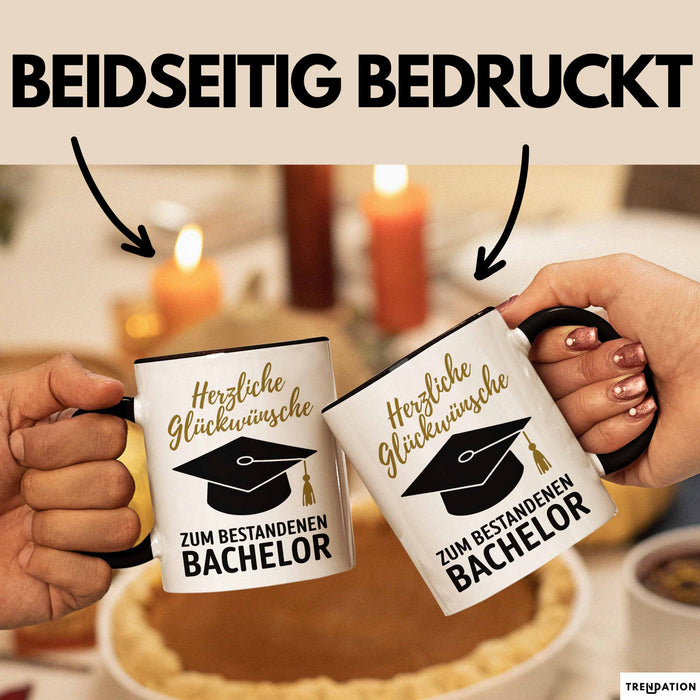 Schüler Abschluss Tasse Geschenk Lustige Geschenkidee Spruch Herzliche Glückwünsche Zum Bestandenen Bachelor Trendation
