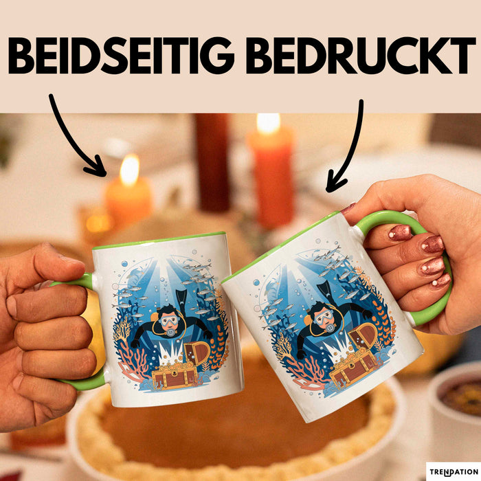 Taucher Tasse Geschenk Lustige Geschenkidee Spruch Für Ozean Abenteurer Grün Trendation