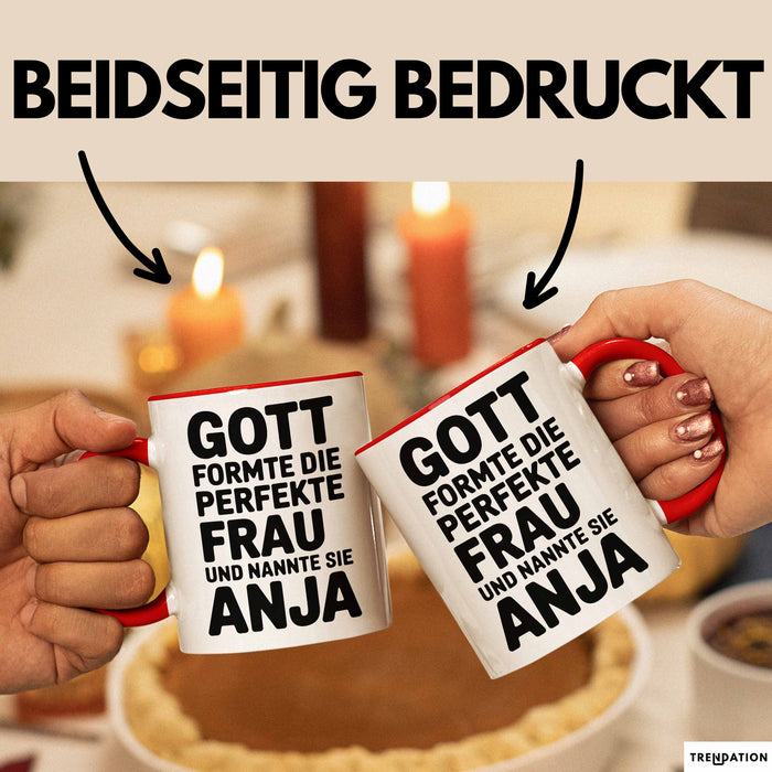 Anja Tasse Geschenk Gott Formte Die Perfekte Frau Anja Geschenkidee Grün Trendation