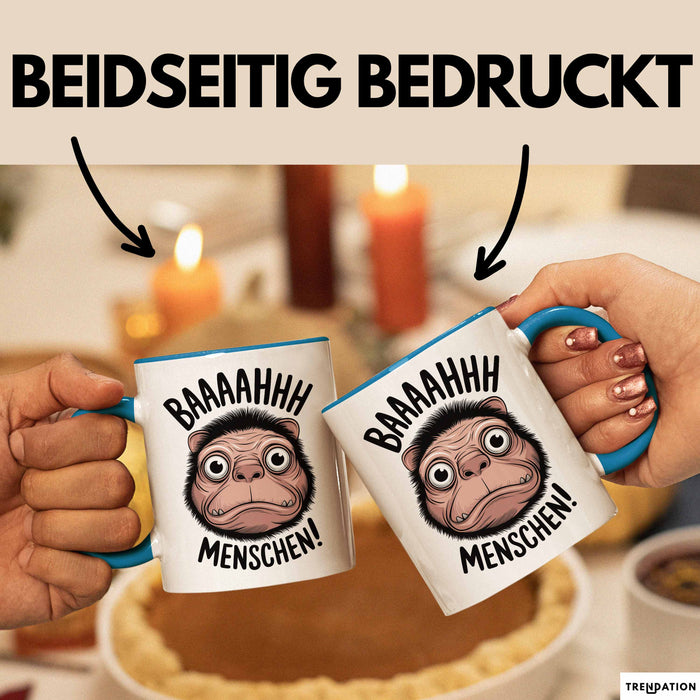 Antisozial Tasse Geschenk Baaahhh Menschen Geschenkidee Lustig Sarkasmus Blau Trendation