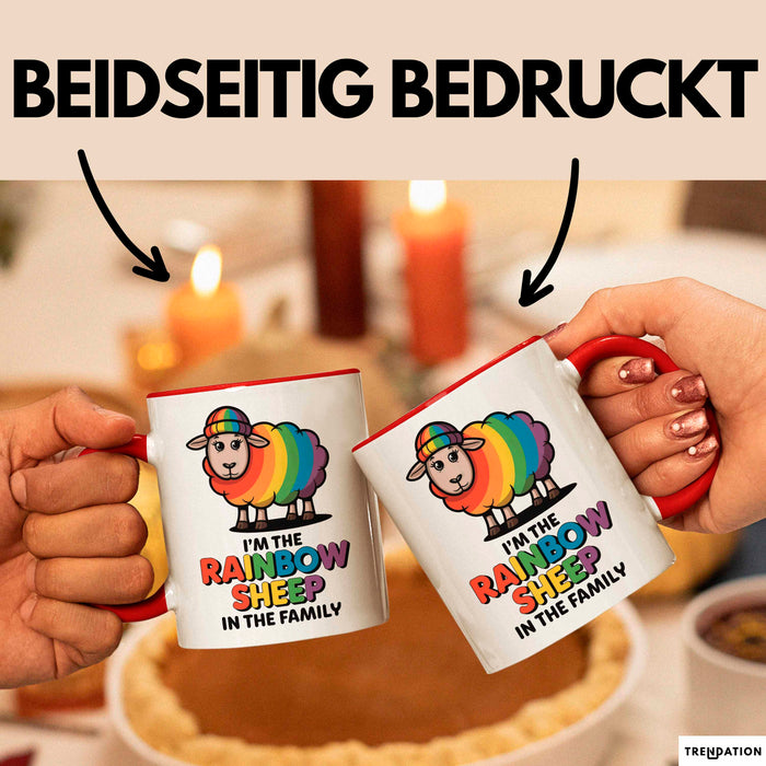 LGBTQ Schaf Tasse Geschenk Lustige Geschenkidee Spruch Rainbow Sheep In The Family Rot Trendation