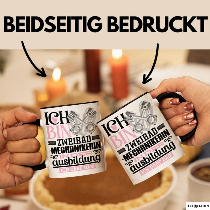 Zweiradmechanikerin Ausbildung Start Geschenk Tasse Ich Bin Zweiradmechanikerin In Der Ausbildung Ich Darf Das Kaffee-Becher Geschenkidee Schwarz Trendation