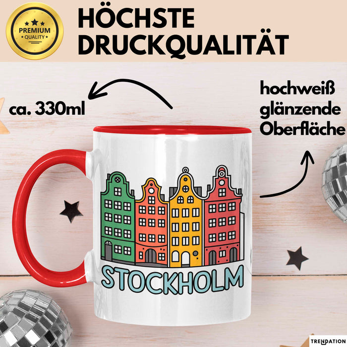 Stockholm Schweden Skandinavien Schwedisch Tasse Geschenk Lustige Geschenkidee Spruch Rot Trendation