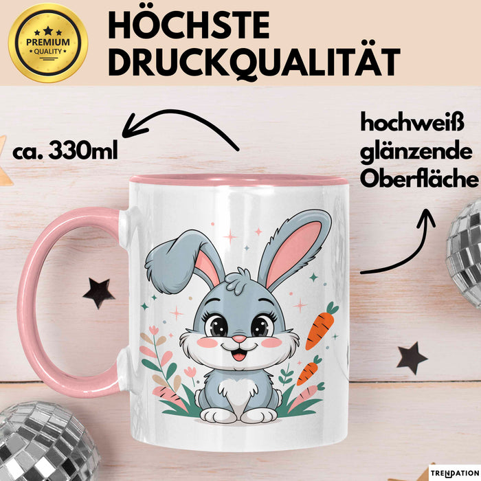 Kaninchenliebhaber Tasse Geschenkidee für Hasen Fans Rosa Trendation