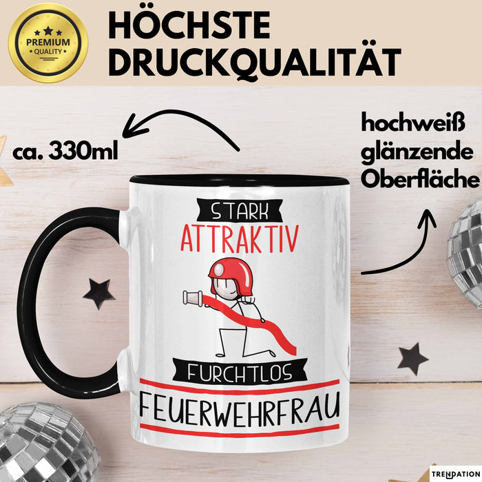 Feuerwehrfrau Tasse Geschenk Becher Stark Attraktiv Furchtlos Feuerwehrfrau Lustige Geschenkidee Trendation