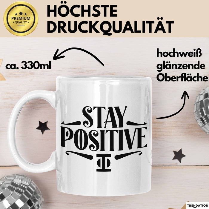 Mathematiklehrer Unterricht Tasse Geschenk Lustige Geschenkidee Spruch Bleib Positiv Weiß Trendation