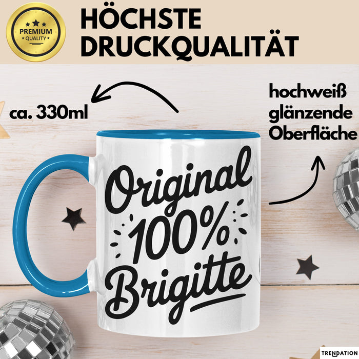 Brigitte Tasse Geschenk Original 100% Brigitte Geschenkidee Geburtstag Blau Trendation
