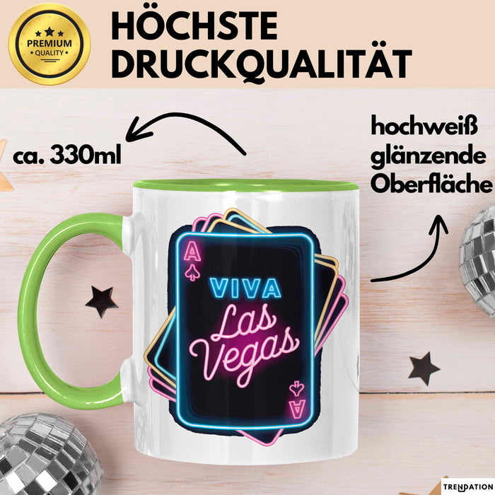 Las Vegas Nevada USA Tasse Geschenk Lustige Geschenkidee Spruch Viva Las Vegas Grün Trendation