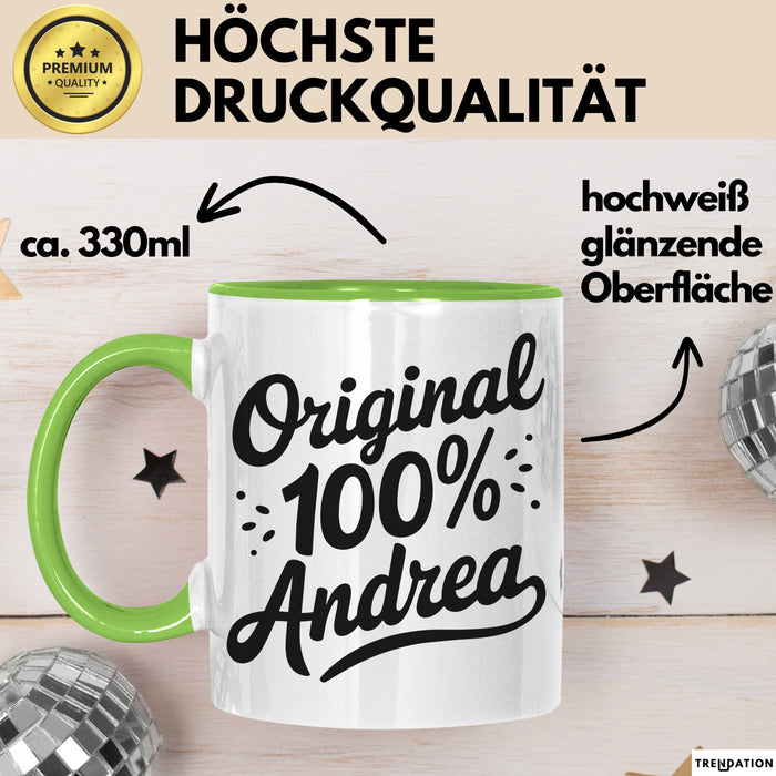Andrea Tasse Geschenk Original 100% Andrea Geschenkidee Geburtstag Grün Trendation