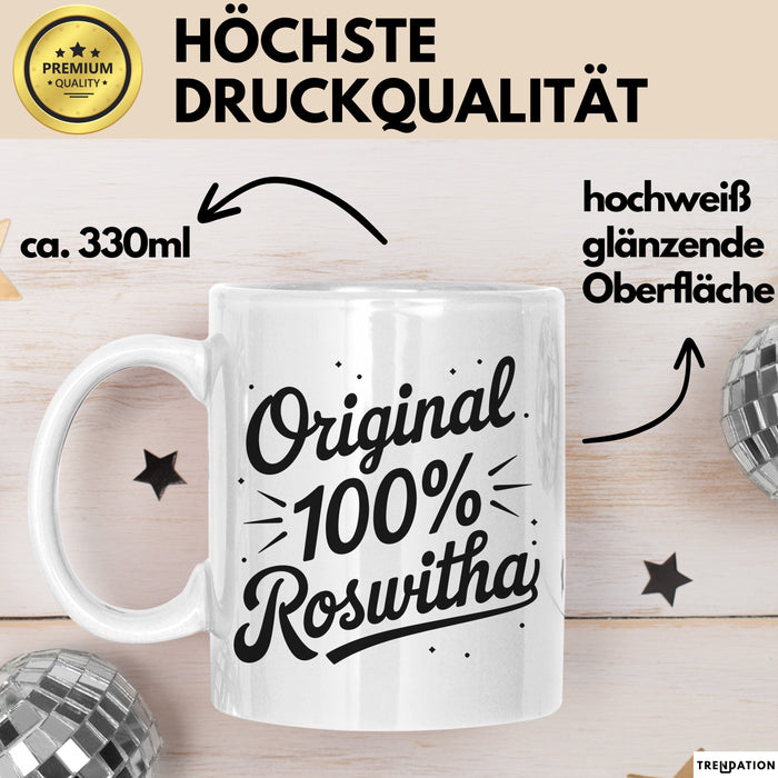 Roswitha Tasse Geschenk Original 100% Roswitha Geschenkidee Geburtstag Weiß Trendation
