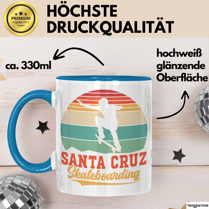 Skateboard Skater Fans Bzw Skateboard Tasse Becher Geschenk Mädchen Jungs Santa Cruz Blau Trendation