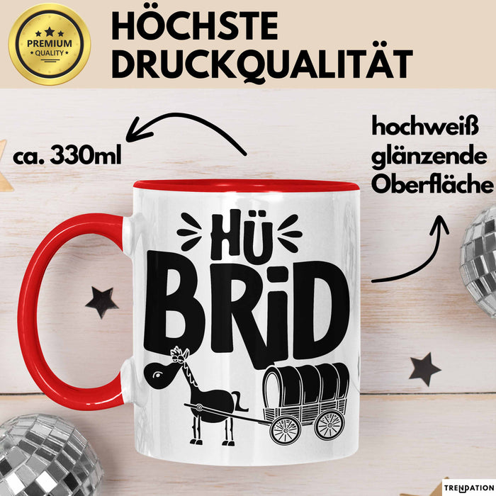 Hü Brid Tasse Geschenk Esel Hybrid Lustiges Hybrid Auto Pferd Esel Geschenkidee E-Auto Elektroauto Rot Trendation