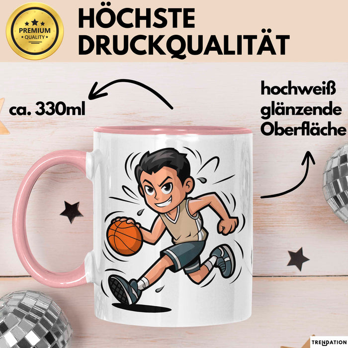 Basketballspieler Tasse Geschenkidee für Basketball Fans Rosa Trendation