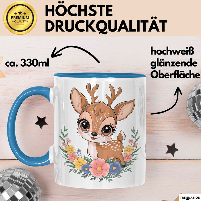 Hirsch Tier Tasse Geschenk Lustige Geschenkidee Spruch Blau Trendation