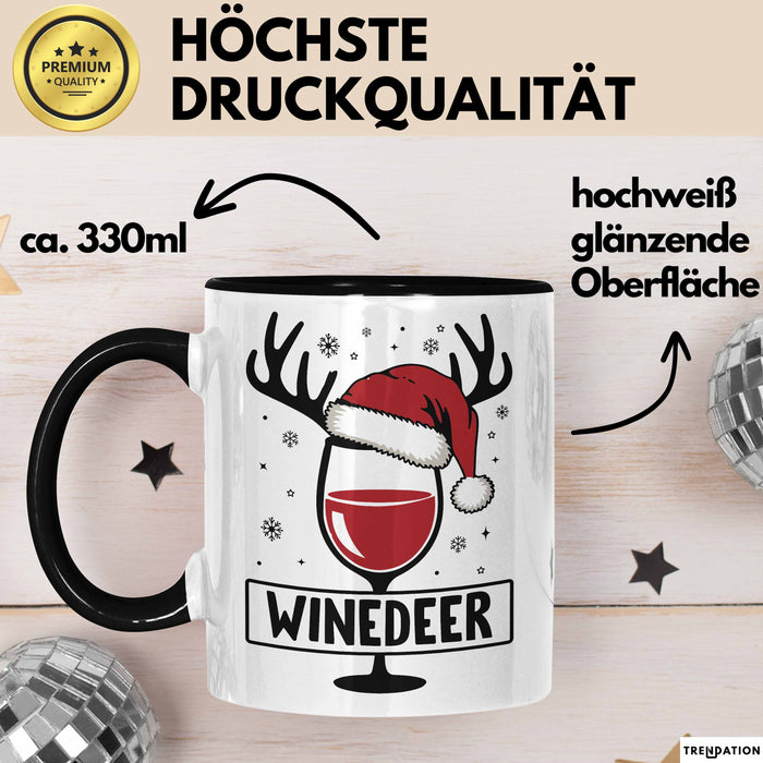 Rotwein-Trinker Tasse Geschenk Weindeer Weihnachten Geschenkidee Für Rot-Weintrinker Kaffee-Becher Trendation