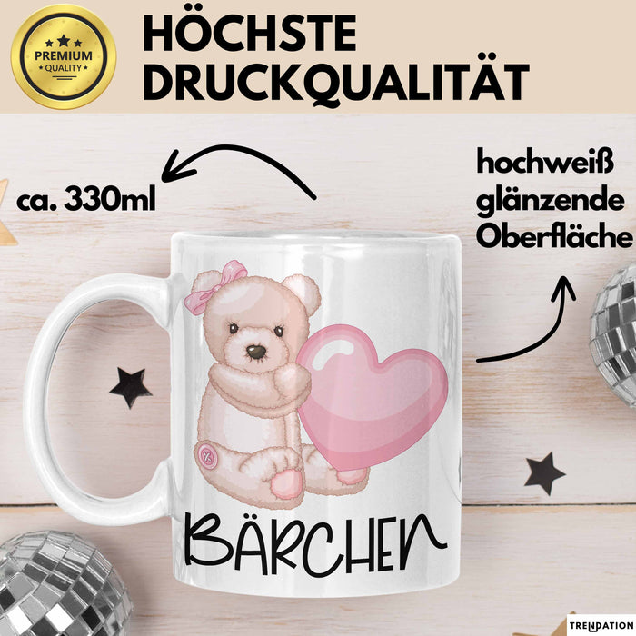 Tasse Teddybär mit Herz lustiges Geschenk für Kinder oder Valentinstag Weiß Trendation