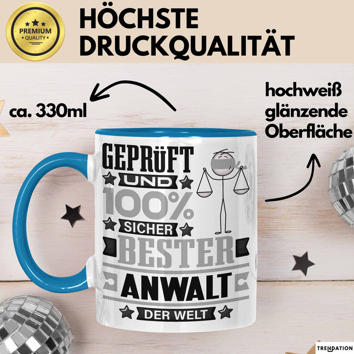 Anwalt Geschenk Lustiger Spruch für Anwalt Geschenkidee Bester Anwalt Der Welt Blau Trendation