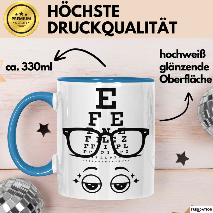 Optiker Tasse Geschenk Lustige Geschenkidee Spruch Für Seh Experten Blau Trendation