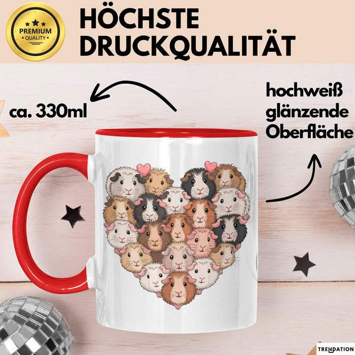 Meerschweinchen Herz Tierliebhaber Tasse Geschenk Lustige Geschenkidee Spruch Rot Trendation