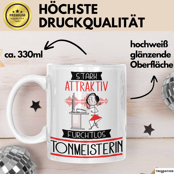 Tonmeisterin Tasse Geschenk Becher Stark Attraktiv Furchtlos Tonmeisterin Lustige Geschenkidee Weiß Trendation