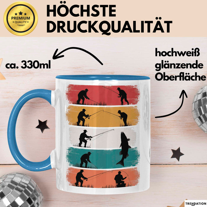 Angelliebhaber Fischer Retro Tasse Geschenk Lustige Geschenkidee Spruch Blau Trendation