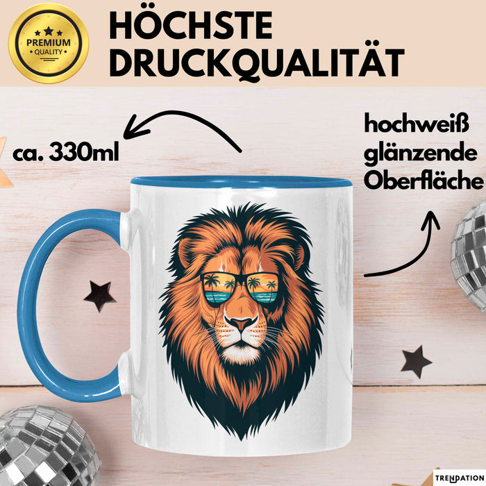 Löwenkunst Sonnenbrille Tasse Geschenk Lustige Geschenkidee Spruch Blau Trendation