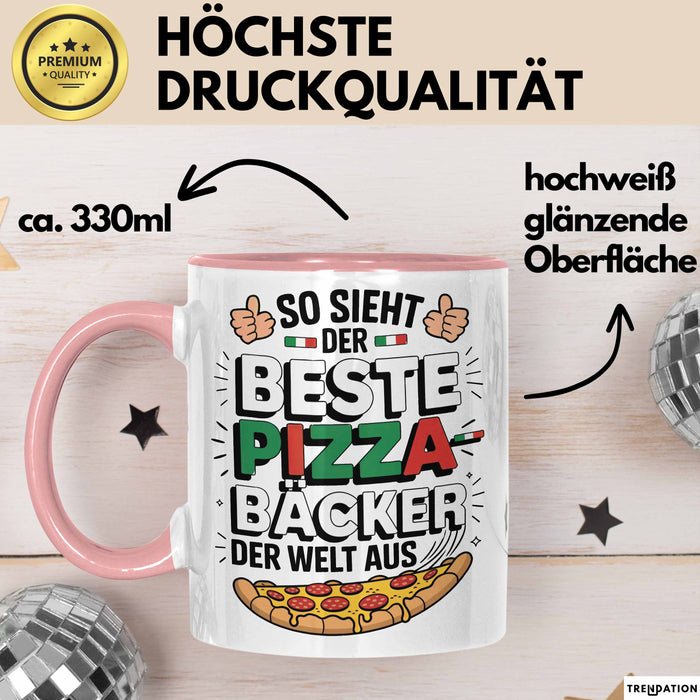 Pizzabäcker Tasse Geschenk Bester Pizzabäcker für Koch Rosa Trendation
