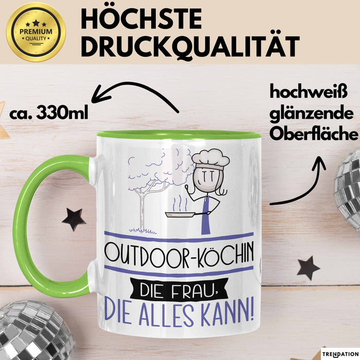 Outdoor-Köchin Geschenk Tasse Becher Die Frau Die Allen Kann Geschenkidee für eine Outdoor-Köchin Lustig Grün Trendation
